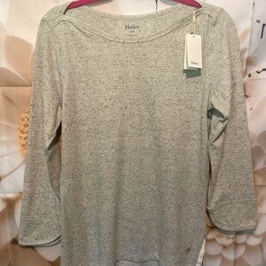 **SOLD** Hatley sz M heathered grey long sleeve top with cream trim NWT
